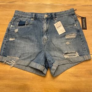 NWT Blank NYC High Rise Cuffed Jean Denim Shorts Distressed Size 29